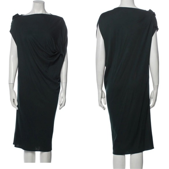 Lanvin Dresses & Skirts - Lanvin Sleeveless Dress Green Draped Zipper Shoulder Cashmere‎ Jersey 2019 36